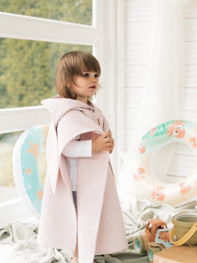 Ponczo kąpielowe - pudrowy róż - obrazek 3