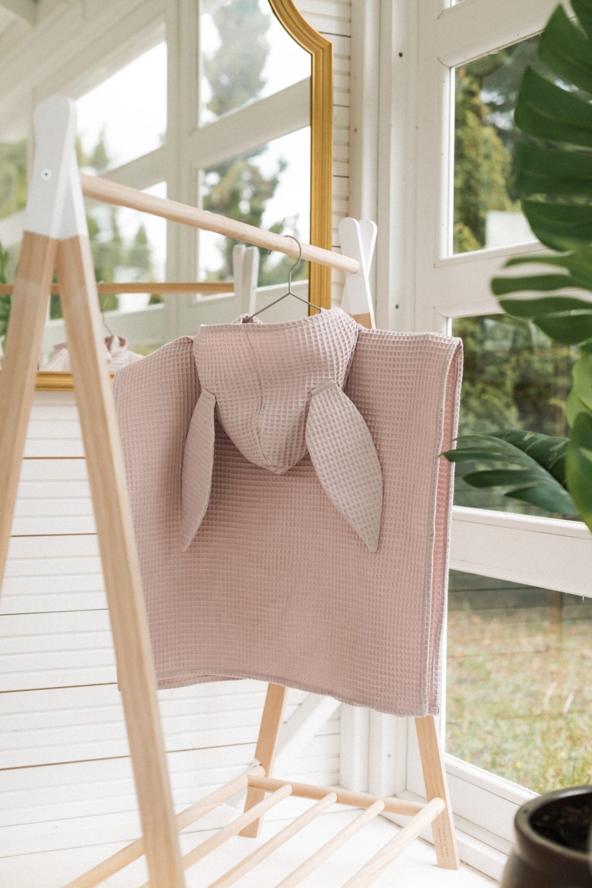 Ponczo kąpielowe - pudrowy róż - obrazek 4