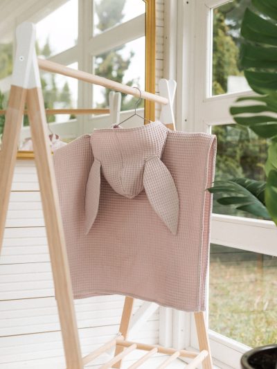 Ponczo kąpielowe - pudrowy róż - obrazek 4