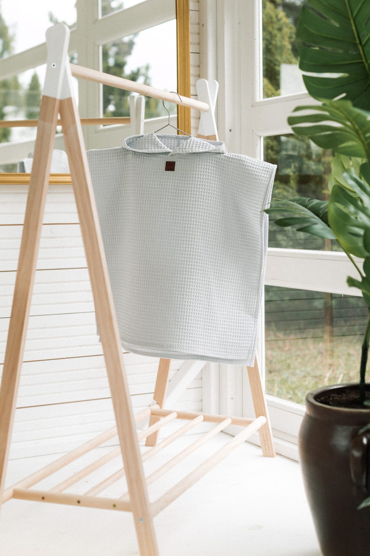 Ponczo kąpielowe - jasnoszare - obrazek 4