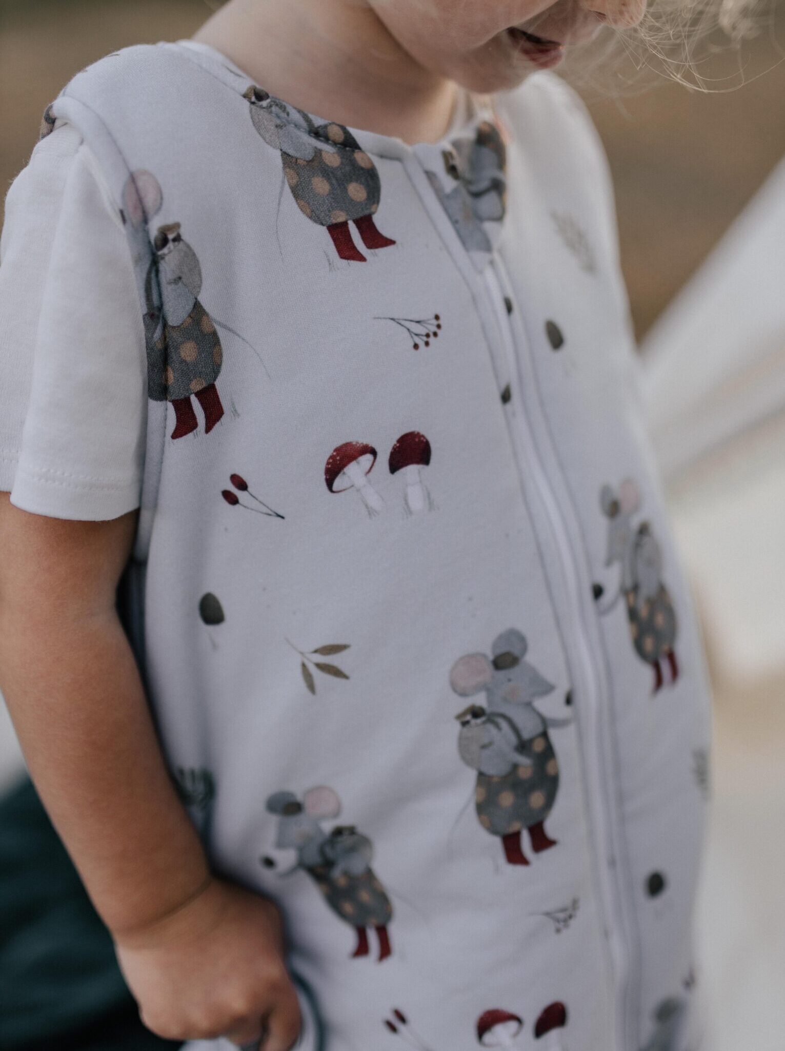 Śpiworek z nogawkami - wzór MYSZKI W LESIE