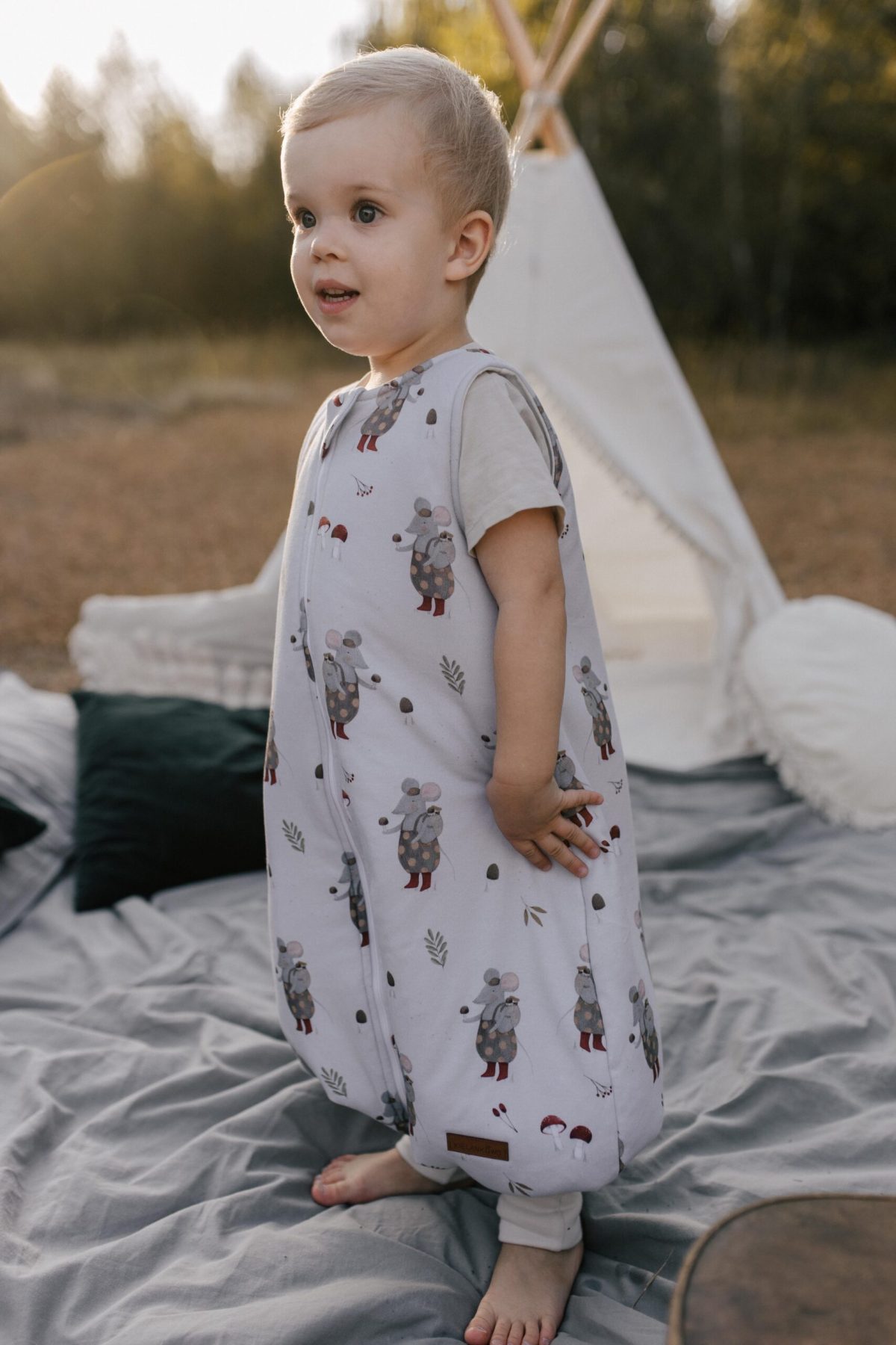 Śpiworek z nogawkami - wzór MYSZKI W LESIE - obrazek 2